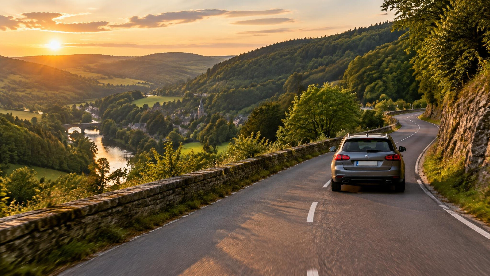 Car driving on a mountain road